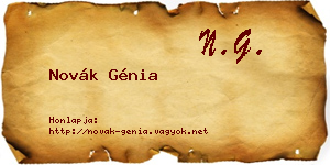 Novák Génia névjegykártya